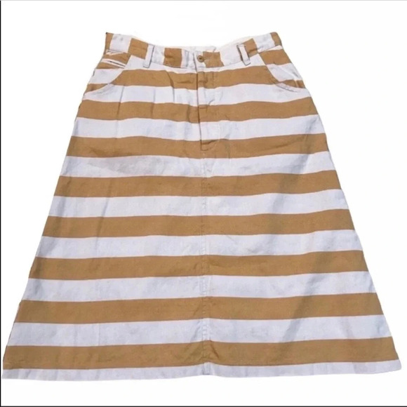Vlas Blomme Kortrijklinnen Yellow Striped Skirt 0 - Picture 7 of 8